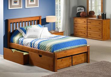 Pecan finish twin platform bed | Finders Keepers Kids Bed Shop, Southington, CT
