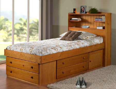 New style bookcase bed with 40% more storage!