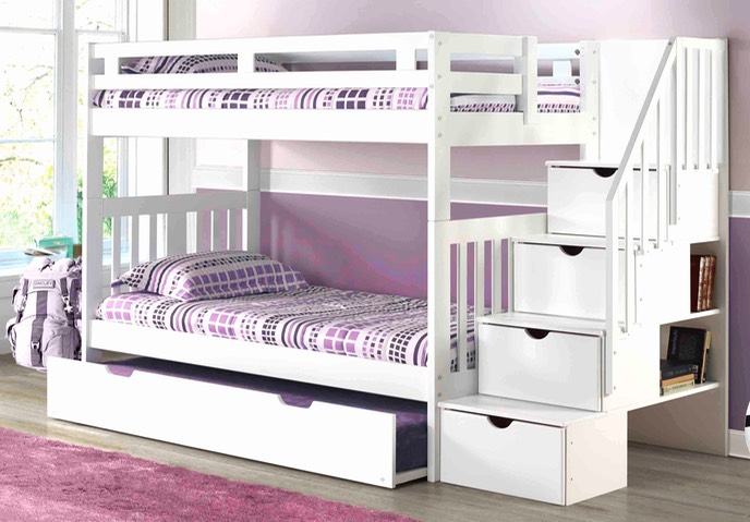 We have the white staircase bunk bed you want for a low price at Finders Keepers, Southington, CT